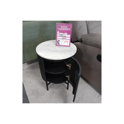 Ex-Display St Austell - Lucas Black Slatted Wood Cupboard with Marble Top