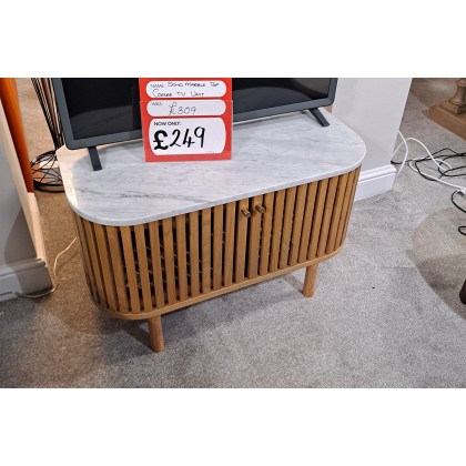 Ex-Display Plymouth - Soho Slatted TV Unit with Marble Top