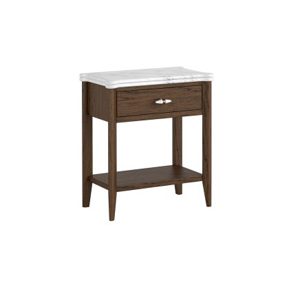 Florence Walnut Stained Oak Side Table with Marble Top