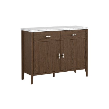 Florence Walnut Stained Oak Small 100cm Sideboard with Marble Top