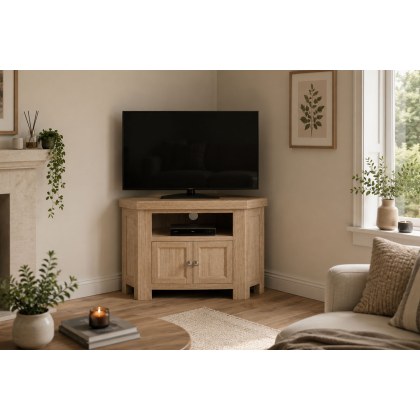 Normandy White Wash Corner TV Unit Normandy White Wash Corner TV Unit