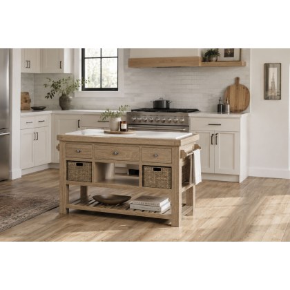 Normandy White Wash Large Kitchen Island