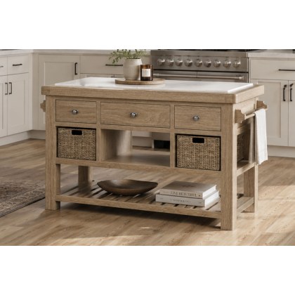 Normandy White Wash Large Kitchen Island