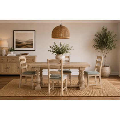 Normandy White Wash Small Ext 140-185cm Trestle Dining Table Normandy White Wash Small Ext 140-185cm Trestle Dining Table
