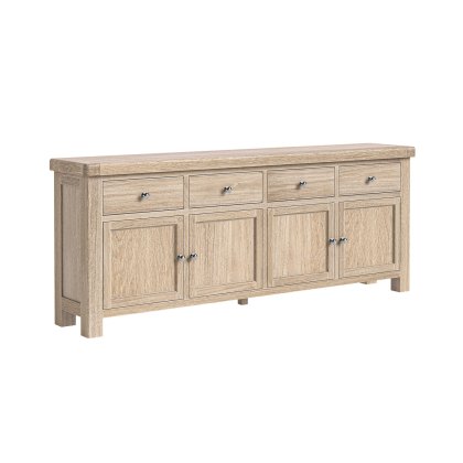 Normandy White Wash 4 Door 4 Drawer Large Sideboard