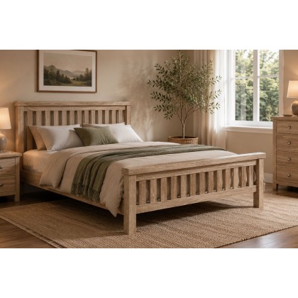 Normandy White Wash Slatted Bed Frame Normandy White Wash Slatted Bed Frame