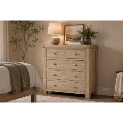 Normandy White Wash 2 Over 3 Chest of Drawer