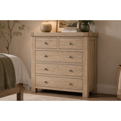 Normandy White Wash 2 Over 3 Chest of Drawer