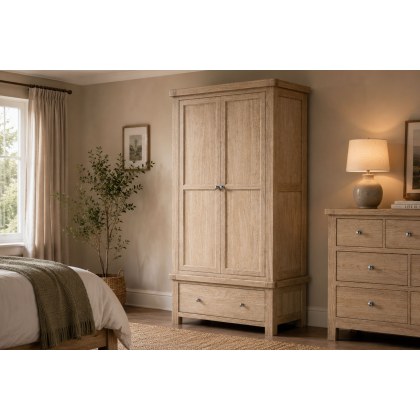 Normandy White Wash Gents Double Wardrobe