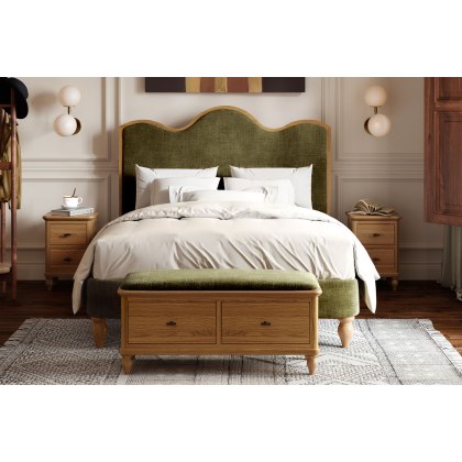 Verona Oak Olive Green Upholstered Bed Frame