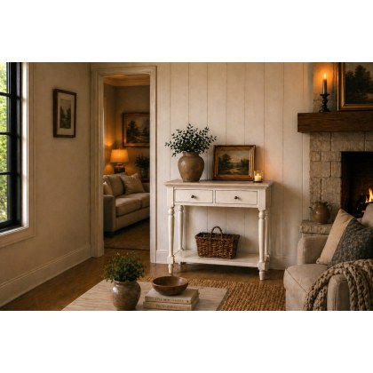 Provence Painted Off-White Oak Console Table