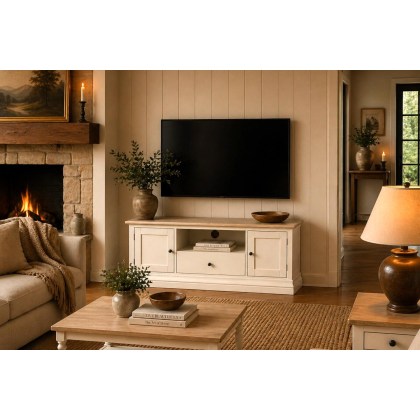 Provence Painted Off-White Oak Large 120cm TV Unit