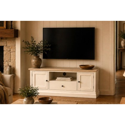 Provence Painted Off-White Oak Large 120cm TV Unit