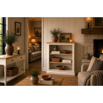 Provence Painted Off-White Oak Low Bookcase
