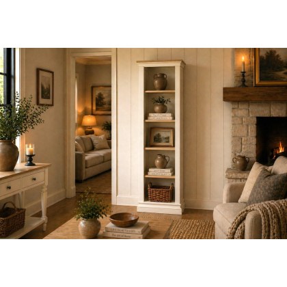 Provence Painted Off-White Oak Slim Bookcase