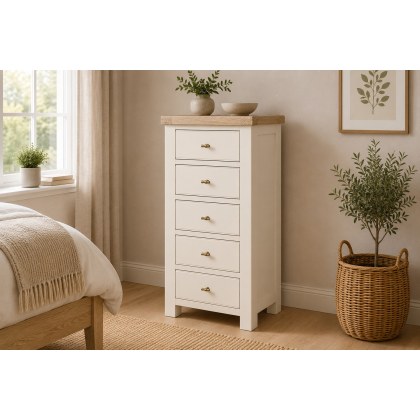 Windsor Country Oak Painted Tallboy Chest of Drawers