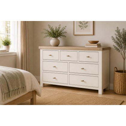 Windsor Country Oak Painted 3 Over 4 Chest of Drawers