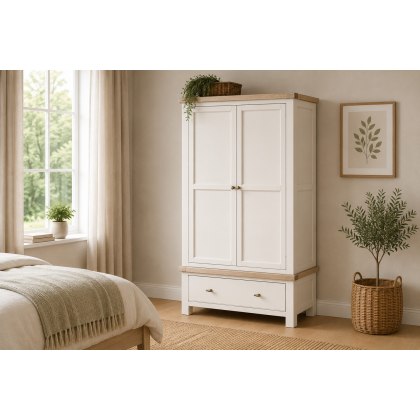 Windsor Country Oak Painted Double Wardrobe