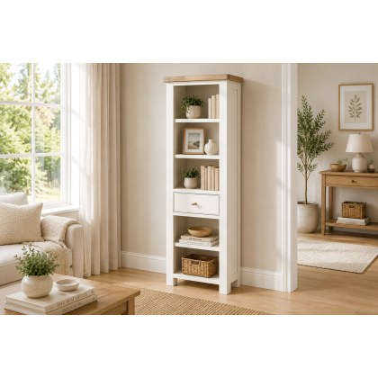 Windsor Country Oak Painted Slim Bookcase