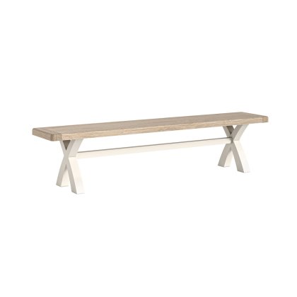 Windsor Country Oak Painted Cross-Leg Dining Bench