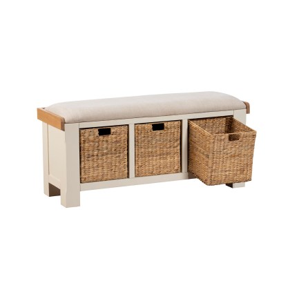 Burford Painted Oak 110cm Upholstered Hall Bench
