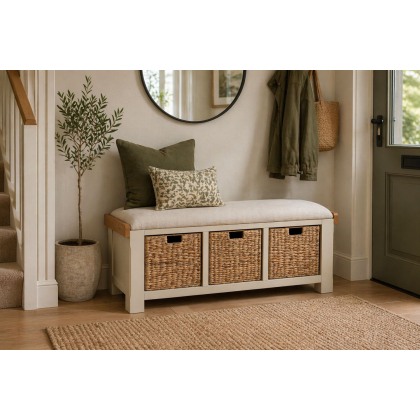 Burford Painted Oak 110cm Upholstered Hall Bench