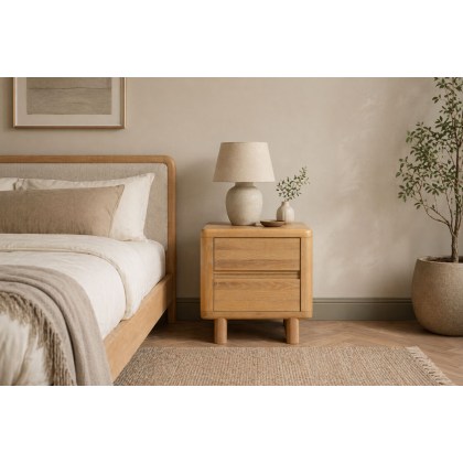 Flynn Natural Oak 2 Drawer Bedside Table