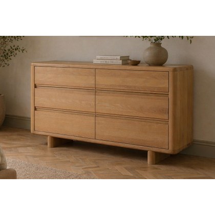 Flynn Natural Oak 6 Drawer Chest of Drawers