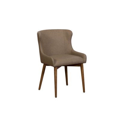 Logan Taupe PU Leather Curved Back Dining Chair with Ash Legs (Pair)