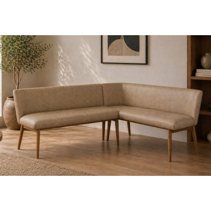 Spencer Taupe PU Leather Corner Bench