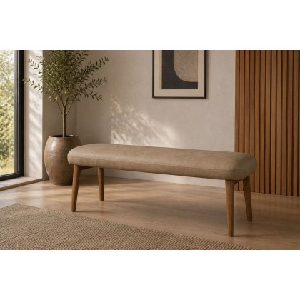 Spencer Taupe PU Leather Low Bench