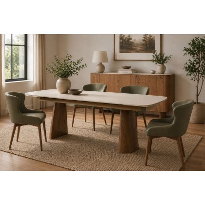 Lusso Ash 180-260cm Extending Dining Table with Sintered Stone Top