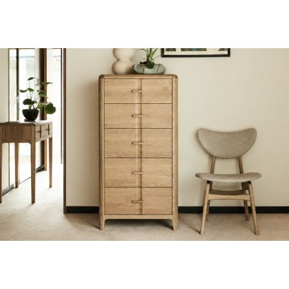 G Plan Maddison Oak 5 Drawer Tall Chest of Drawers