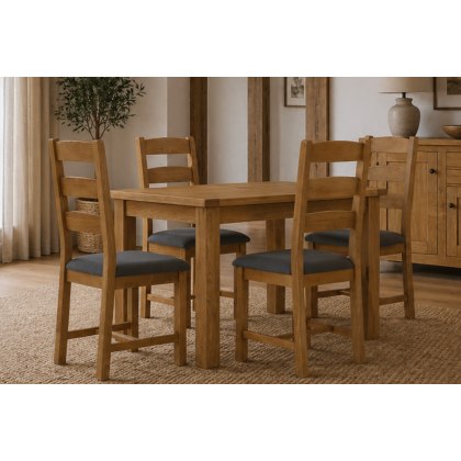 Burford Country Oak Compact Ext 120-165cm Dining Table Set & 4 Chairs