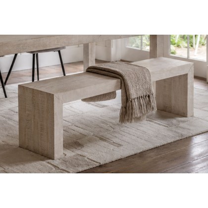 Gallery Direct Iowa Dining Bench Whitewash 1600x360x450mm