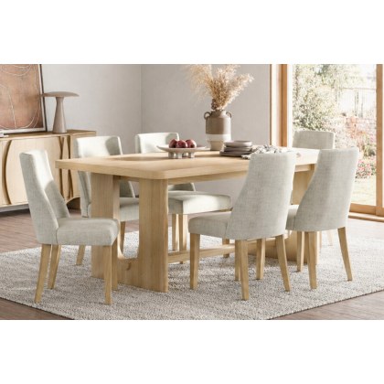Cara Oak Small 150-190cm Extending Dining Table Set + 6 Luna Dining Chairs in Beige Cara Oak Small 150-190cm Extending Dining Table Set + 6 Luna Dining Chairs in Beige