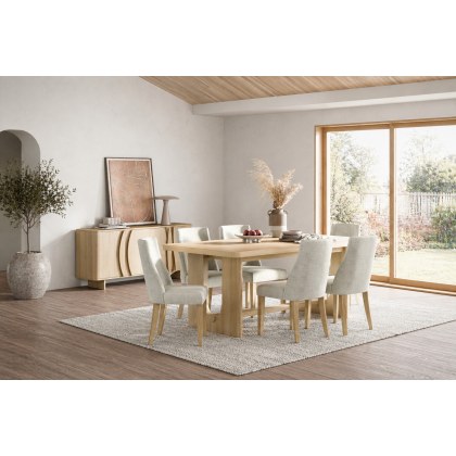 Cara Oak Large 200-245cm Extending Dining Table Set + 6 Luna Dining Chairs in Beige Cara Oak Large 200-245cm Extending Dining Table Set + 6 Luna Dining Chairs in Beige