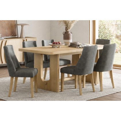 Cara Oak Large 200-245cm Extending Dining Table Set + 6 Luna Dining Chairs in Charcoal Cara Oak Large 200-245cm Extending Dining Table Set + 6 Luna Dining Chairs in Charcoal
