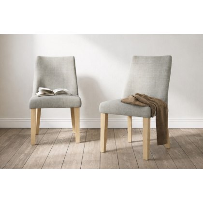 Luna Fabric Dining Chair in Beige (Pair) Luna Fabric Dining Chair in Beige (Pair)