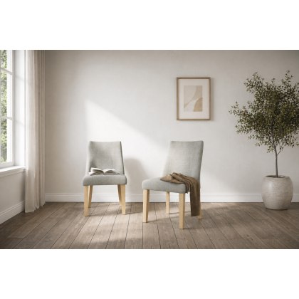 Luna Fabric Dining Chair in Beige (Pair)
