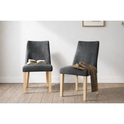 Luna Fabric Dining Chair in Charcoal (Pair) Luna Fabric Dining Chair in Charcoal (Pair)