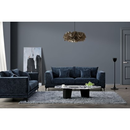 Lenox 3 Seater Sofa in Aegean Blue Velvet