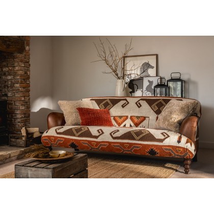 Tetrad Heritage Dakota Patterned Midi 2 Seater Sofa in Saddler and Mohican Leather Fabric Mix