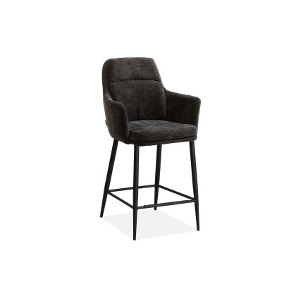 Bologna Fabric Bar Stool in Miami Black (Pair) Bologna Fabric Bar Stool in Miami Black (Pair)