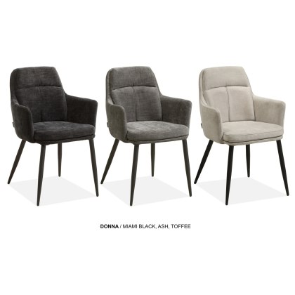 Donna Fabric Dining Chair in Miami Black (Pair)