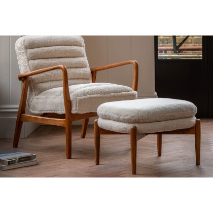 Gallery Direct Datsun Cream Sheepskin Fabric Footstool