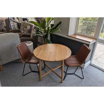 Ex-Display Newquay - Gallery Direct Kingham Round Dining Table + 2 Hawking Brown Chairs Ex-Display Newquay - Gallery Direct Kingham Round Dining Table + 2 Hawking Brown Chairs