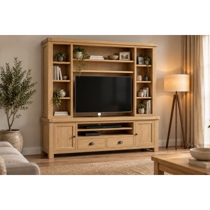 Normandy Chunky Country Oak Extra Large TV Storage Combination Unit (Top + Base) Normandy Chunky Country Oak Extra Large TV Storage Combination Unit (Top + Base)
