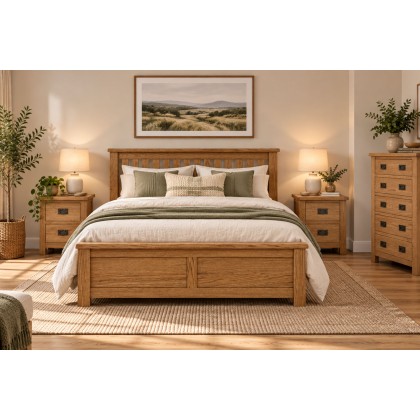 Salisbury Waxed Premium Oak Gas Lift Ottoman Storage Bedframe