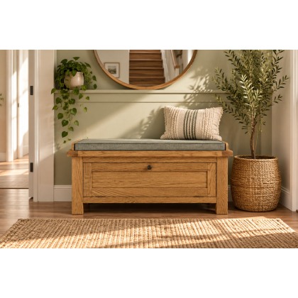 Salisbury Waxed Premium Oak Hallway Storage Bench